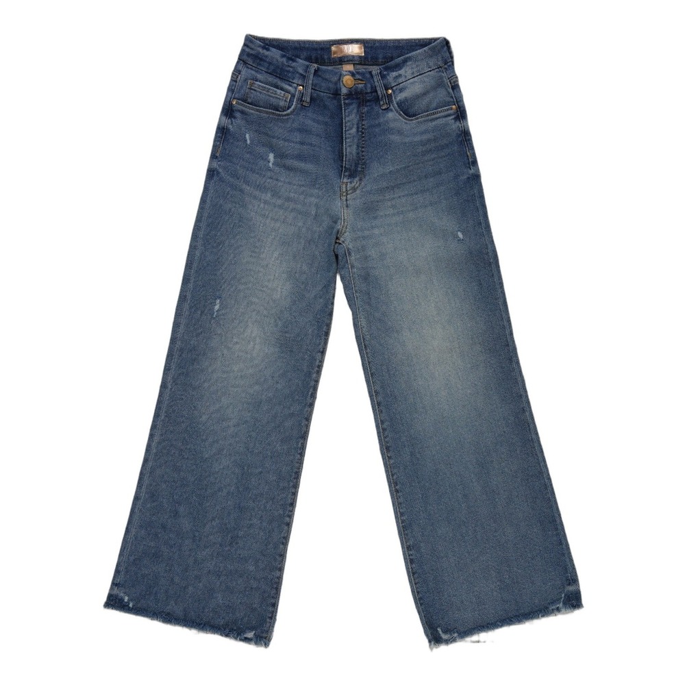 KUT from the Kloth Jeans Women's Size 0 Blue High Rise Wide Leg Raw Hem Denim